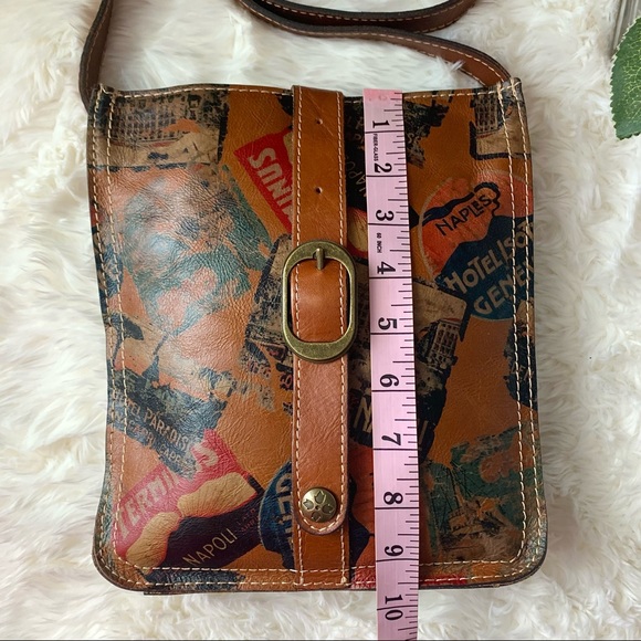 Patricia Nash Venezia Pouch Crossbody Leather Postcard Stamp Print Shoulder Bag - Picture 11 of 16